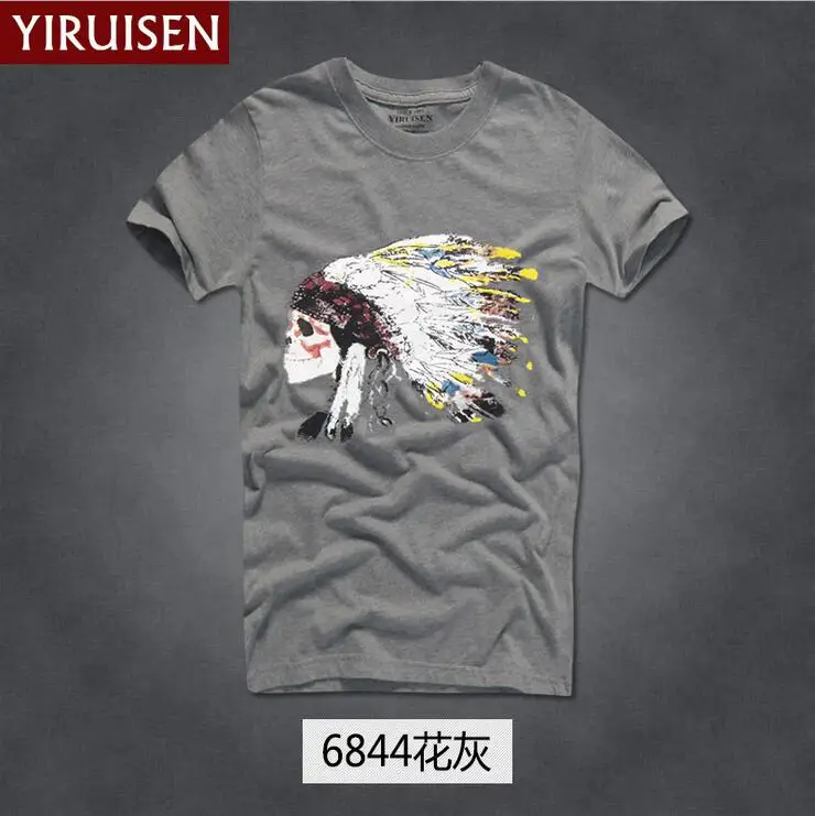 6844 YIRUISEN, брендовая одежда, принт, короткий рукав, футболка для мужчин, хлопок, модный летний топ с круглым вырезом, футболки, мужские S-XXXL - Цвет: 6844