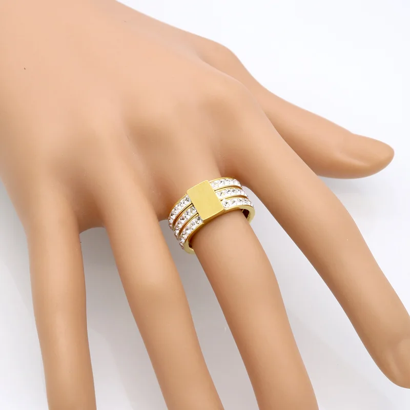Martick New Arrival Minimalist Rings With Three Rows Shining Clear CZ Europe Brand Jewelry For Woman Present R157 | Украшения и