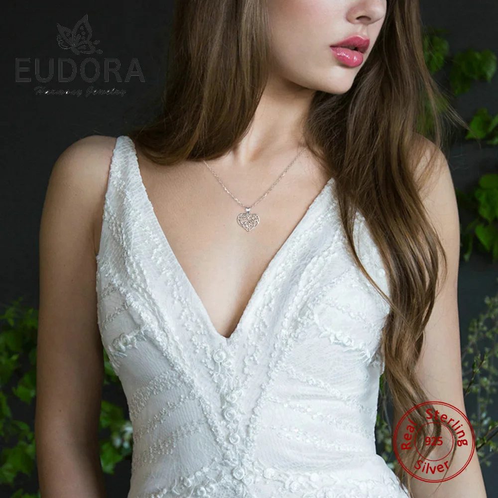 Женское Ожерелье с кулоном в виде сердца из серебра 100% пробы|real 925|f pendant925 sterling silver