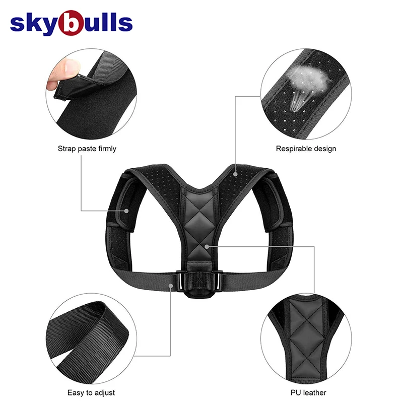 Skybulls Универсальный Регулируемый для спины терапия поддержка плеч позвоночника корректор осанки спортивный ремень безопасности для взрослых Корректор осанки