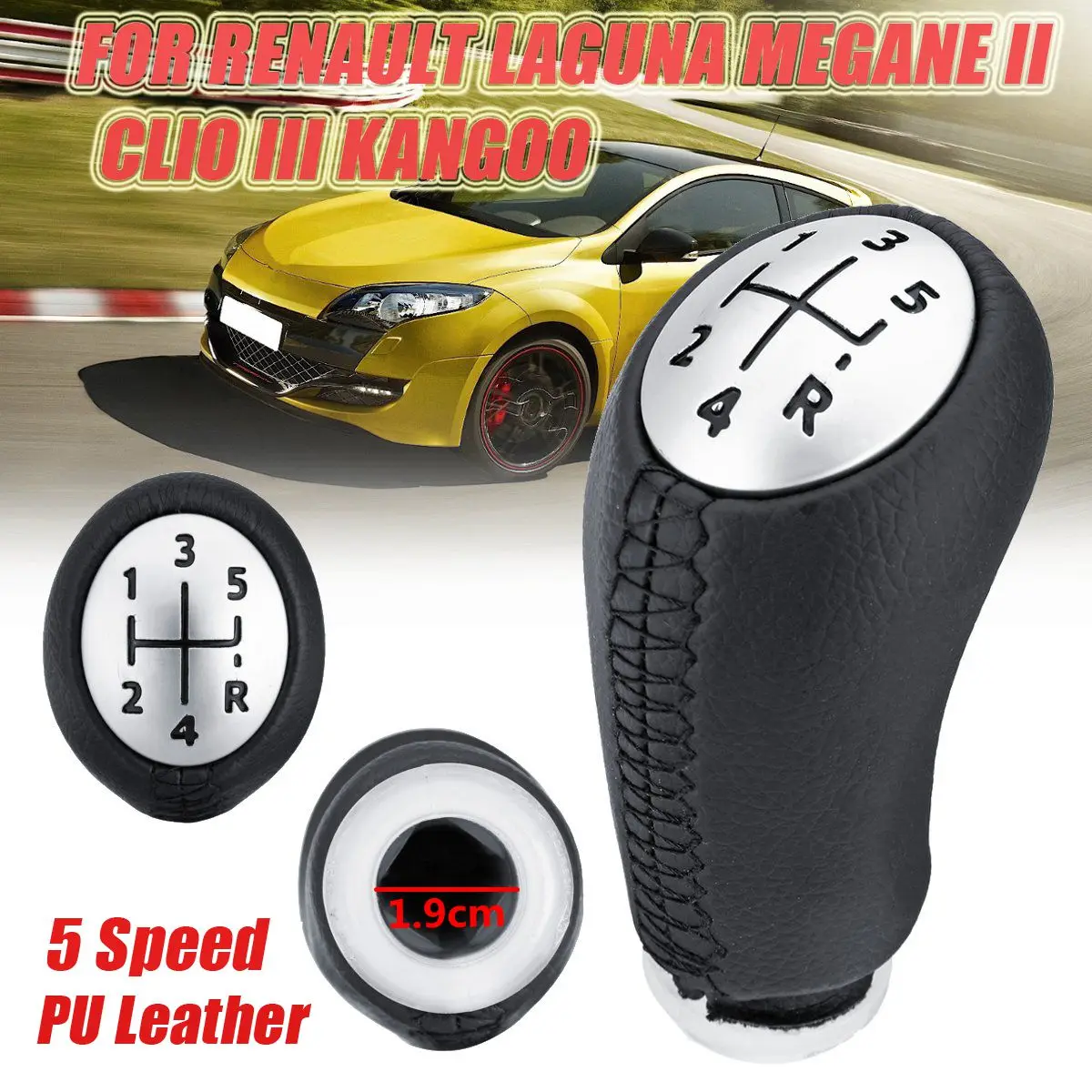 Matte cap 5 Скорость матовый блесек для губ Шестерни рукоятка рычага переключения передач из искусственной кожи головы палка для Renault Laguna Megane 2 Рено Клио 3 2003-2009 Scenic2 Kangoo 2009 - Название цвета: Matte cap