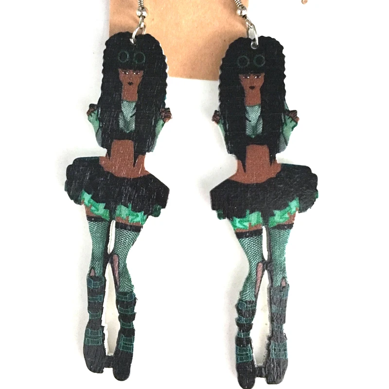 5 пар/лот сексуальные черные деревянные серьги для девочек|wooden earrings|black wooden earringssexy