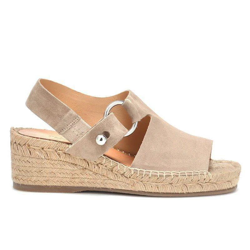 Light khaki Женские туфли на танкетке; босоножки на высоком каблуке; летние туфли; удобные флоп; chaussures femme; босоножки на танкетке; большой размер 43 - Цвет: Light khaki