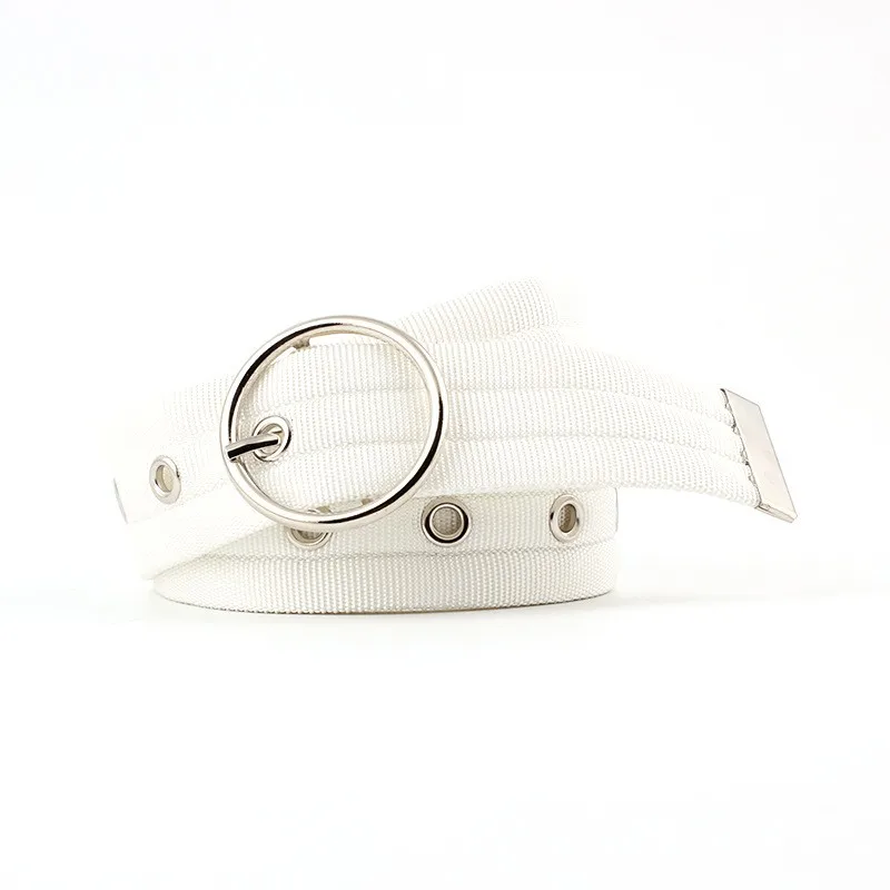 

Womens Canvas Belt With Round Pin Buckle For Jeans Trousers Pants Dress