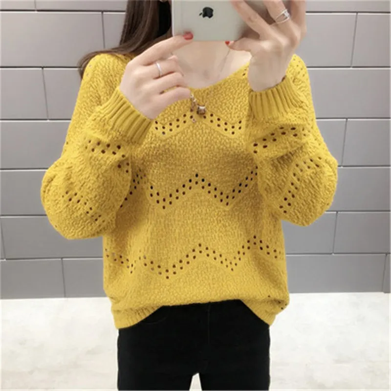 Женский вязаный свитер повседневный тонкий пуловер с кружевом весна-лето 2019 |