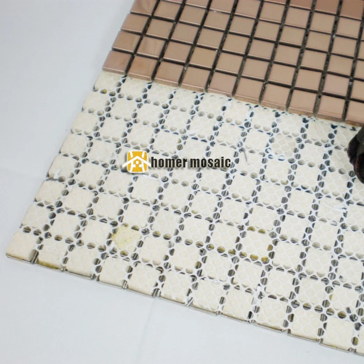 15 мм розовая металлическая мозаичная плитка из нержавеющей стали для гостиной