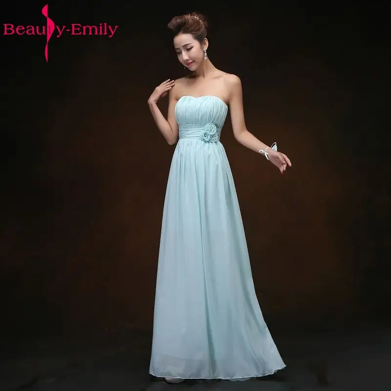 Beauty Emily элегантное голубое небо шифоновое платье для подружки невесты 2019 длинное