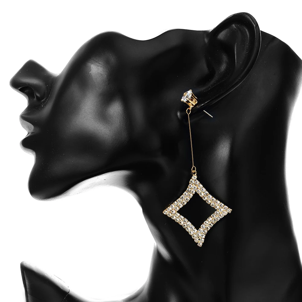 Квадратные Длинные серьги с полным AAA + кубический циркон для работы Офисная