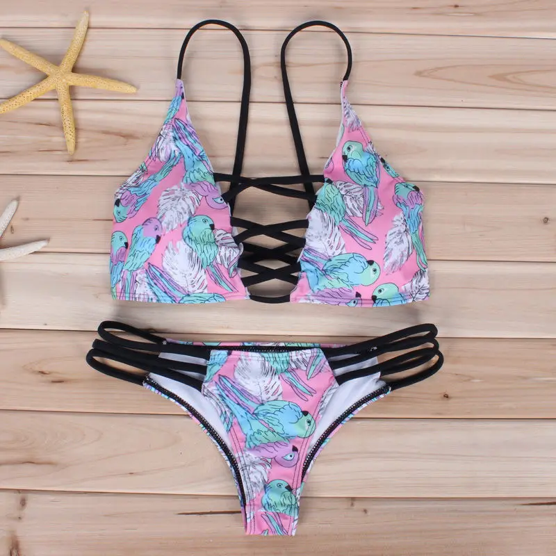 Новинка 2017 сексуальный женский комплект бикини из двух предметов с черным