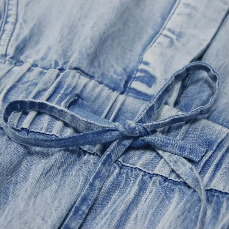 

Light Blue Denim Short Dress Elastic Waist O-Neck Mini Tank Dress Beach Casual Vestidos Sundress