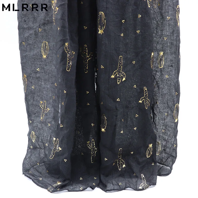 MLRRR Новая мода горячая Распродажа хлопок Принт кактус узор золотой длинный шарф