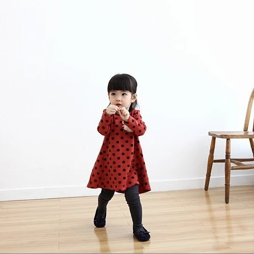 100% High Elasticity cotton princess girls autumn dress baby anti-pilling bow-knot long-sleeve fashion clothing 24108-10 | Детская