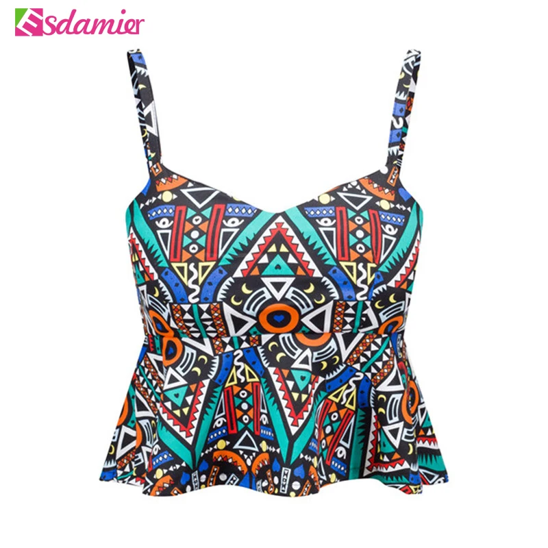 Женский бюстье на бретельках сексуальный укороченный топ с цветочным принтом и