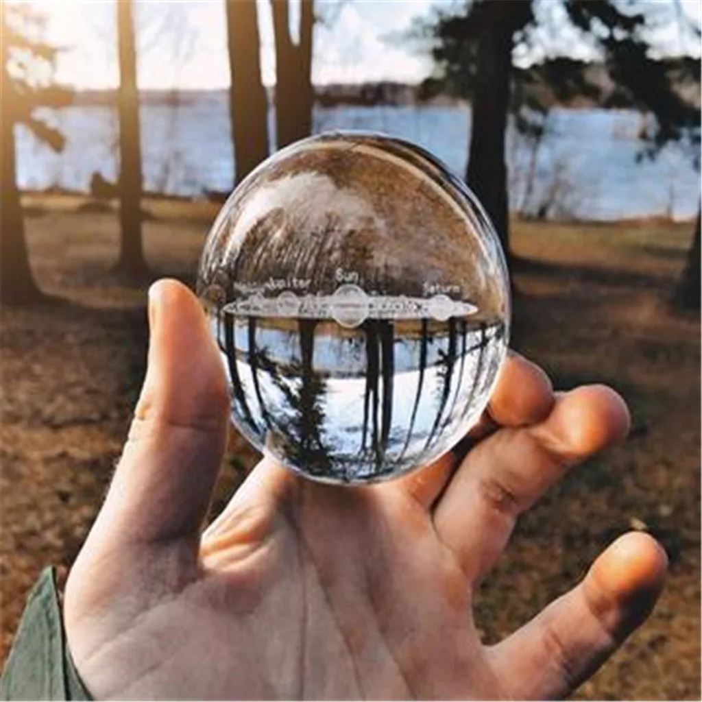 3D Solar System Crystal Ball Engraved Solar System Miniature Planets Model 3D Solar System Crystal Ball Crystal Ball