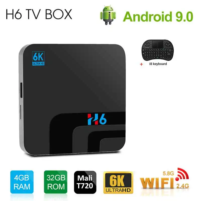 H6 Android 9 0 Smart tv Box 6K Ultra HD2.0 USB3.0 2G16G/4G32G четырехъядерный медиа 2 4G wifi Bluetooth H.265 смарт