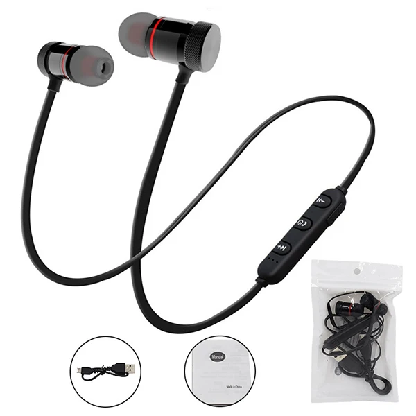 black-2 M5 наушники стерео бас гарнитура Bluetooth наушники беспроводные наушники спортивные магнитные наушники с микрофоном для всех телефонов - Цвет: black-2