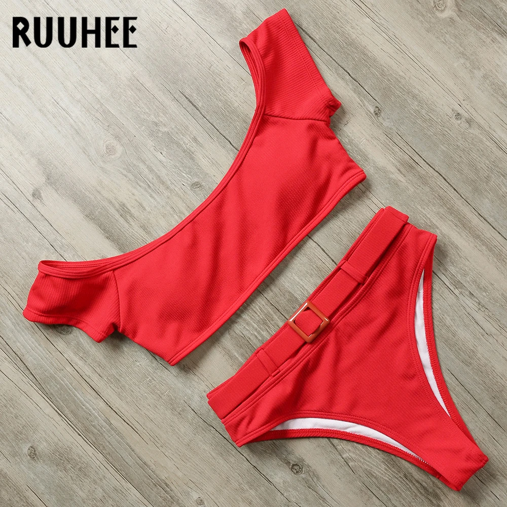 RUUHEE, сексуальный бикини, купальник, рукав, верх, купальник, женский, Одноцветный, бикини, набор, купальный костюм с пуш-ап, мягкий, летняя пляжная одежда