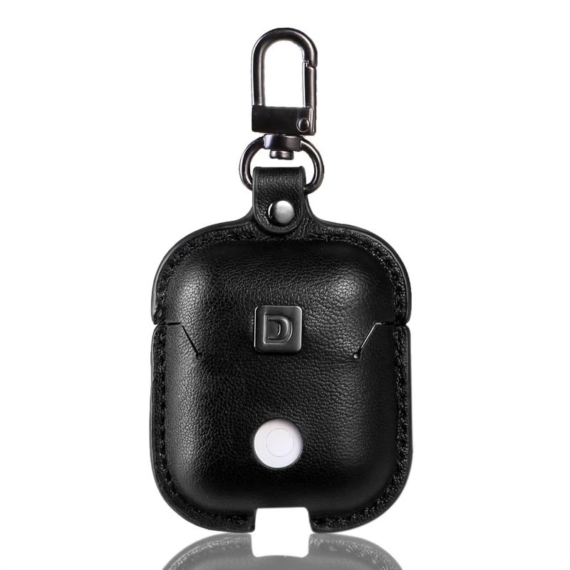 Черный Caletop PU кожаный чехол для Airpods роскошные аксессуары защитный чехол для Apple Air Pods беспроводные наушники переносная коробка - Цвет: Черный