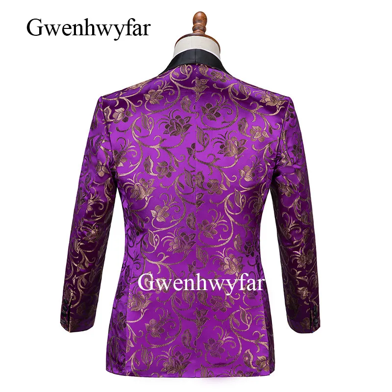 Gwenhwyfar 2019 шаль в продвинутом стиле Черные смокинги для жениха с отворотом золотые