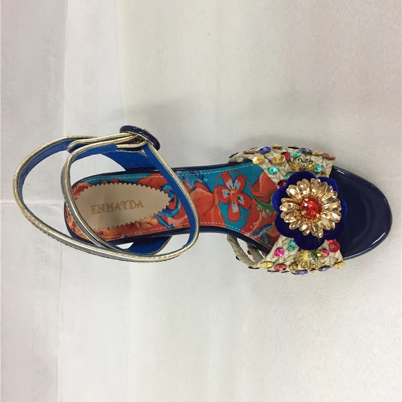 ENMAYER/пикантные гладиаторы китайский стиль лакированная Натуральная кожа цветок