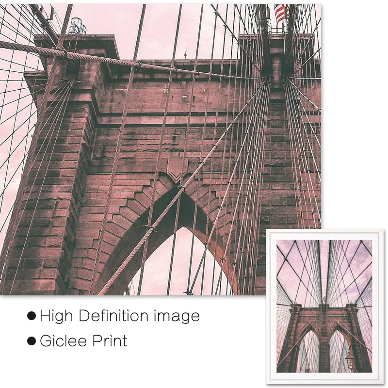 Бруклинский мост карта города картины на холсте Современные плакаты и принты