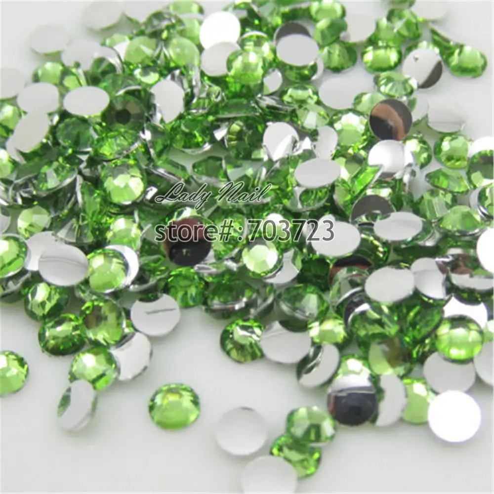 

400 pcs 2mm - 6mm Mix Size Light Green Resin Acrylic Round Rhinestone Flatback Crystal Rhinestones Nail Art Decoration N20