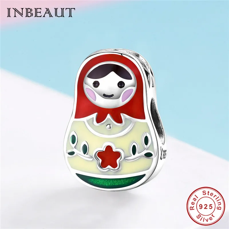 INBEAUT 100% 925 пробы серебряные милые круглые русские стандартные красные подвески