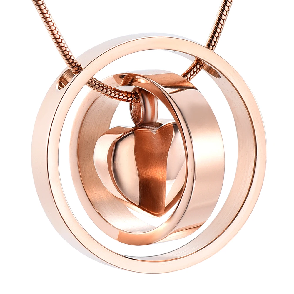 Индивидуальное ожерелье с памятными урнами модное двумя кольцами вокруг сердца