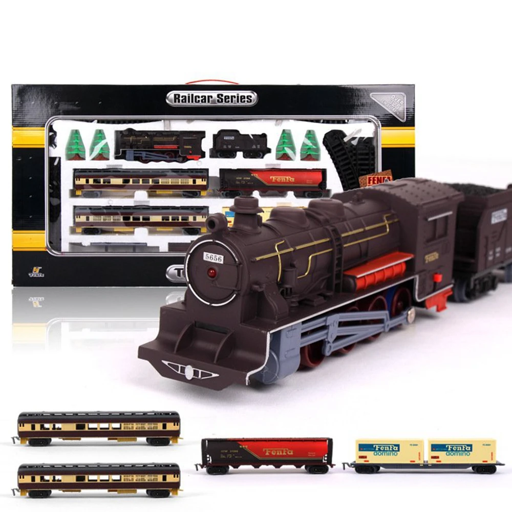 Набор игрушечной электрической железной дороги Super Long Track Set с звуком и светом, классическим/современным локомотивом для детей мальчиков в подарок.