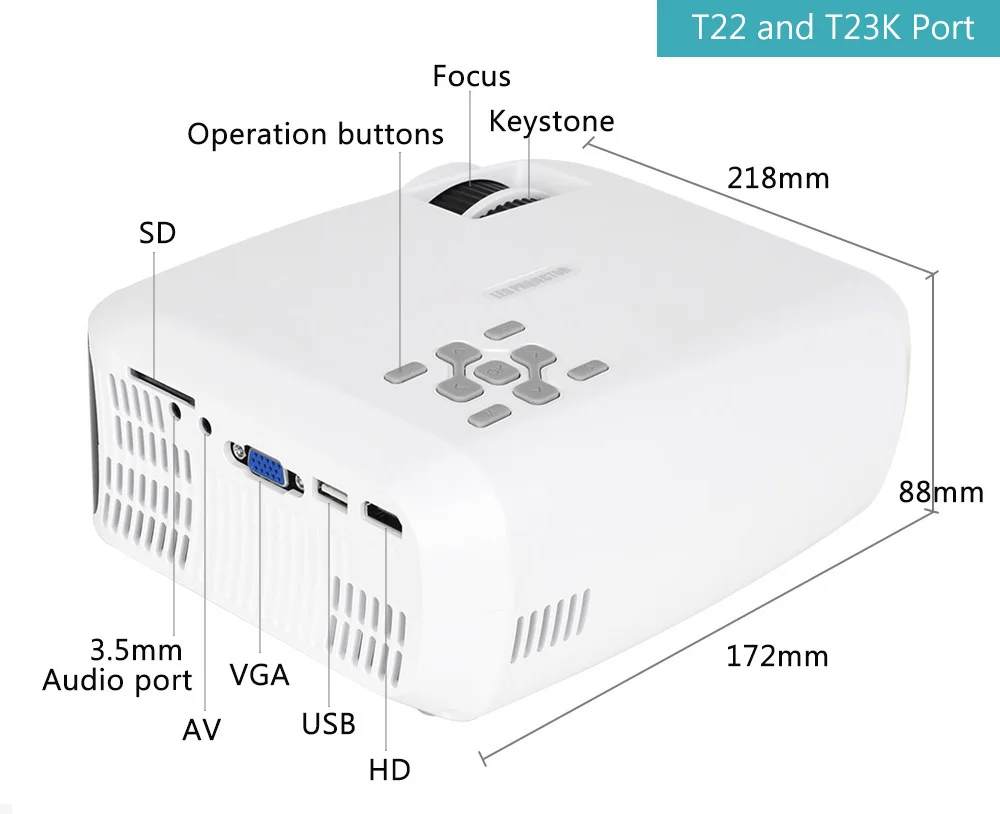 Светодиодный проектор ALSTON T23 серии портативный видеопроектор HD Mini HDMI VGA домашний
