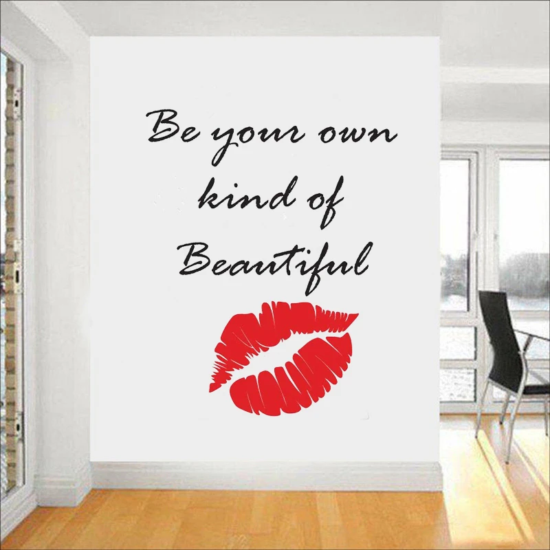 

Makeup Quote Wall Stickers Lips Decor Lipstick Mascara Decal Beauty Salon Cosmetics Make Up Artist Bedroom Decor L788