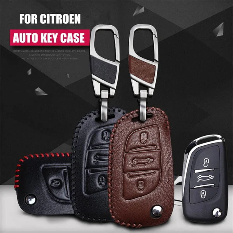 Модный кожаный чехол для ключей с брелком Peugeot 408/307 Citroen C2 C3 C4 C5 C4L C-Triomphe KX C-Quatre