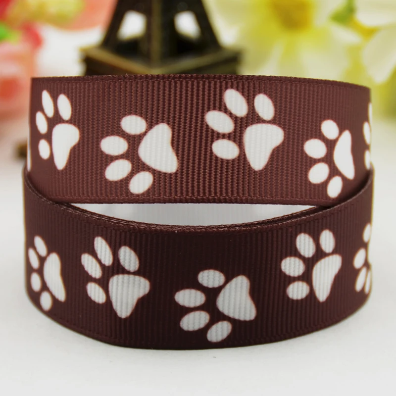 

7/8'' 22mm,1" 25mm,1-1/2" 38mm,3" 75mm Dog paw Cartoon Character printed Grosgrain Ribbon party decoration X-01189 10 Yards