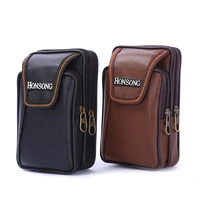 mens faux leather belt loop zipper multi pockets waist bag phone cash pouch smooth zipper multi pockets free shipping