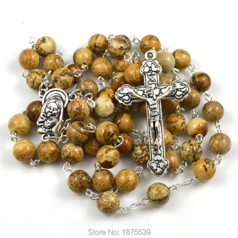 Модные католические четки из 8 мм круглой бусины натурального камня|catholic rosaries|8