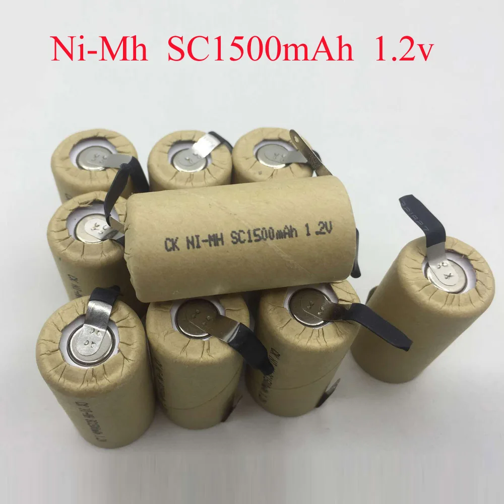 

75 SORAVESS 10-20PCS SC1500mAh Ni-Mh Battery 1.2V Ni Mh SC Rechargeable Batteries With Welding Tabs Points For Charging Drill