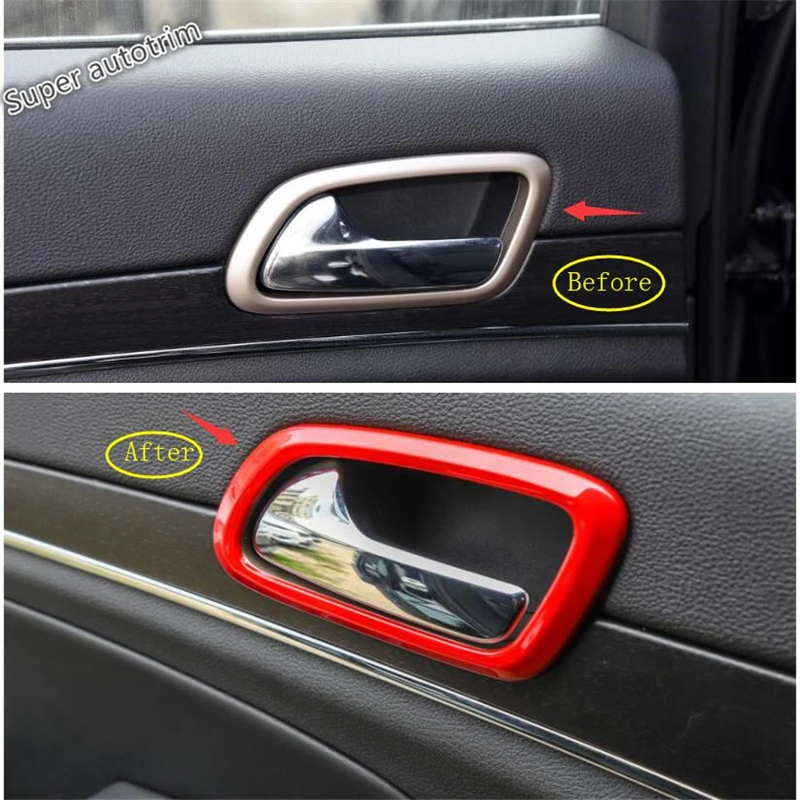 

Lapetus Inner Door Handle Pull Bowl Frame Cover Trim ABS Fit For Jeep Grand Cherokee 2011 - 2019 Matte Red Carbon Fiber Style