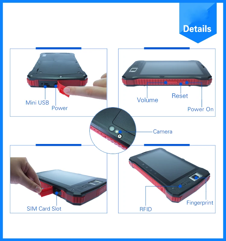 7 &quotпромышленный прочный планшетный сканер отпечатков пальцев UHF RFID 2D лазерный