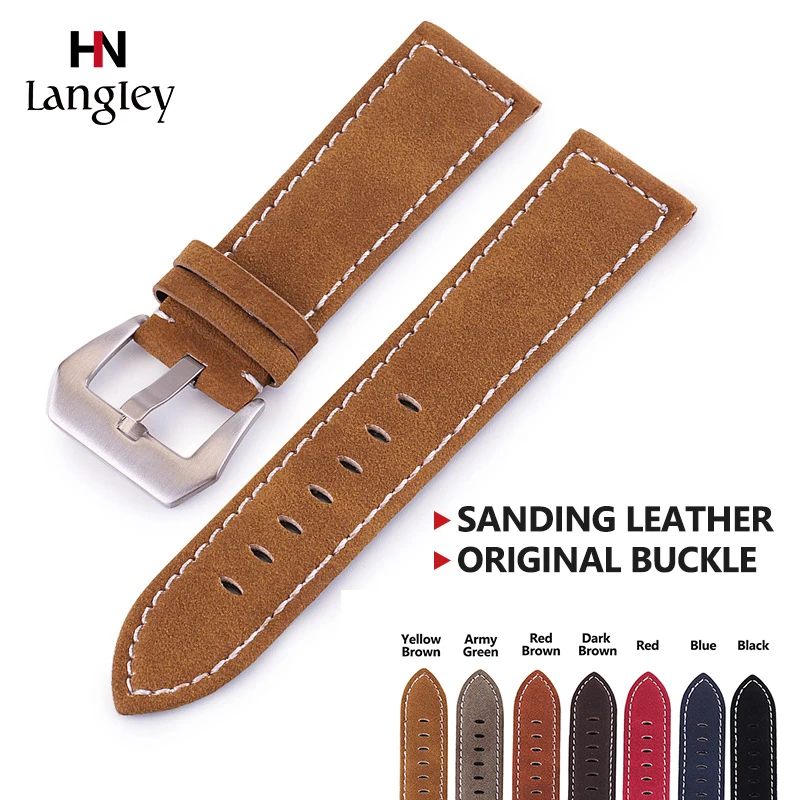 

Frosted Genuine Leather Watchband 18mm 20mm 22mm 24mm Man Women Handmade Dark Brown Black Vintage Wrist Watch Strap Belt 2018