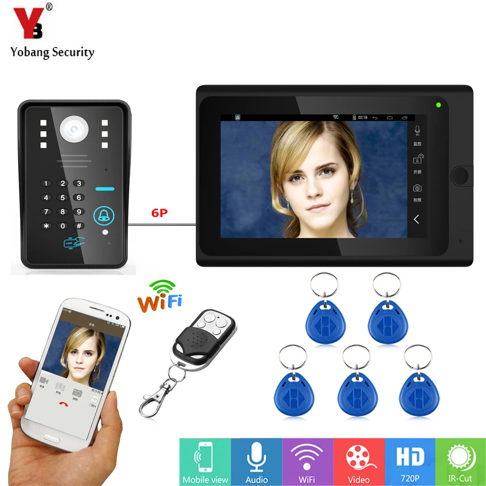 Yobang Security 7 &quotTFT LCD Видео дверной звонок монитор Интерком с водонепроницаемым