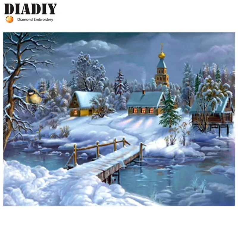 5D алмазная вышивка зимние пейзажи картина diy Алмазная крестиком Хрустальная
