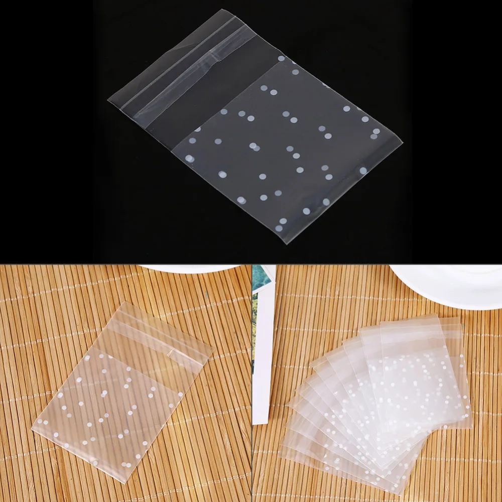 100 шт./лот пакеты для печенья конфет в белый горошек матовый пластиковый