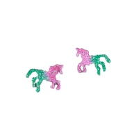 colorful sequin horse stud earrings for women fashion animal jewelry