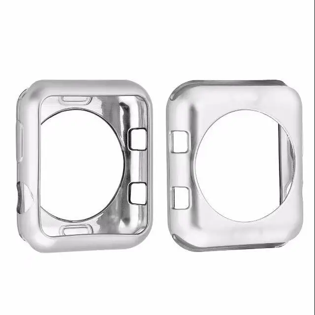 Серия 1 и 2 и 3 мягкий силиконовый бампер для Apple Watch Case 38 мм 42 мм модный защитный чехол из ТПУ для iWatch идеальный бампер - Цвет ремешка: silver