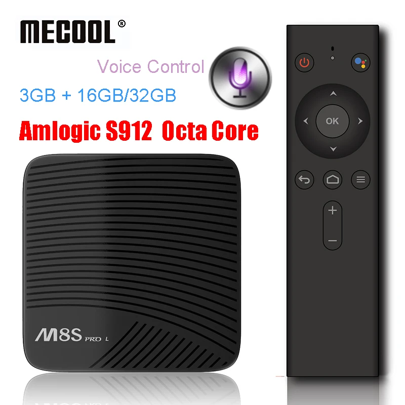 Голосовое управление Smart tv Box Android 7,1 Amlogic S912 Восьмиядерный 3 ГБ/16 ГБ 32 ГБ телеприставка двойной Wifi медиаплеер Mecool M8S PRO L