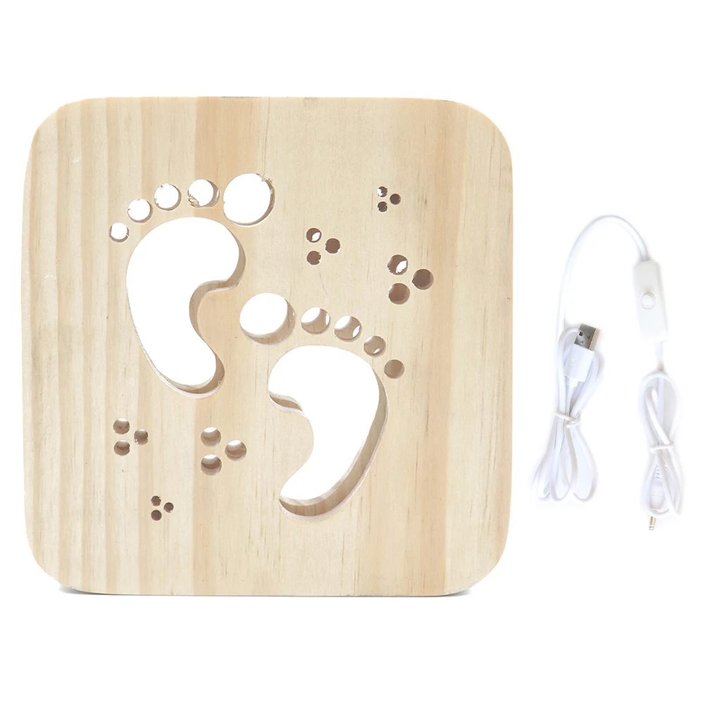 Деревянные ножки 3D светильник декоративное ночное освещение детская обувь USB