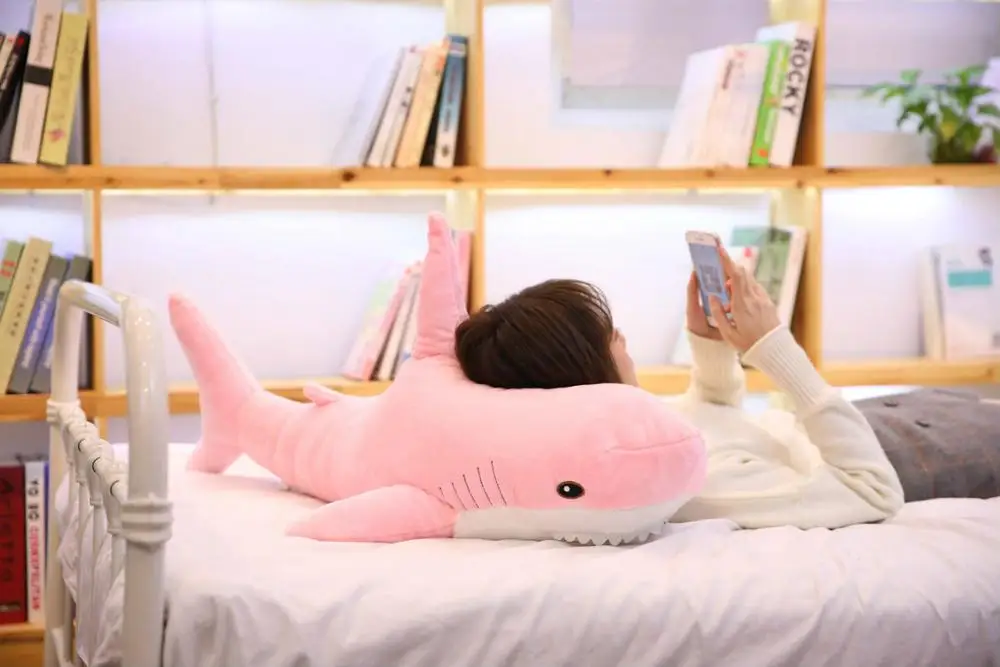 100cm Pink 100 см Большой размер забавная мягкая плюшевая розовая Акула Подушка Успокаивающая подушка подарок для детей - Цвет: 100cm Pink