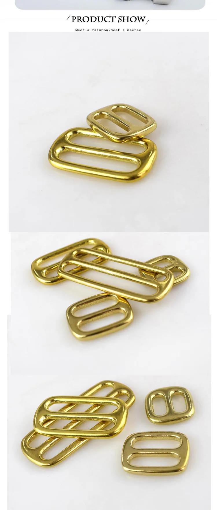 4pcs Meetee Solid Brass Tri-ring Slide Adjustable Buckle 13/16/20/25/32/38/50mm Backpack Webbing Straps Bag Sewing Accessories