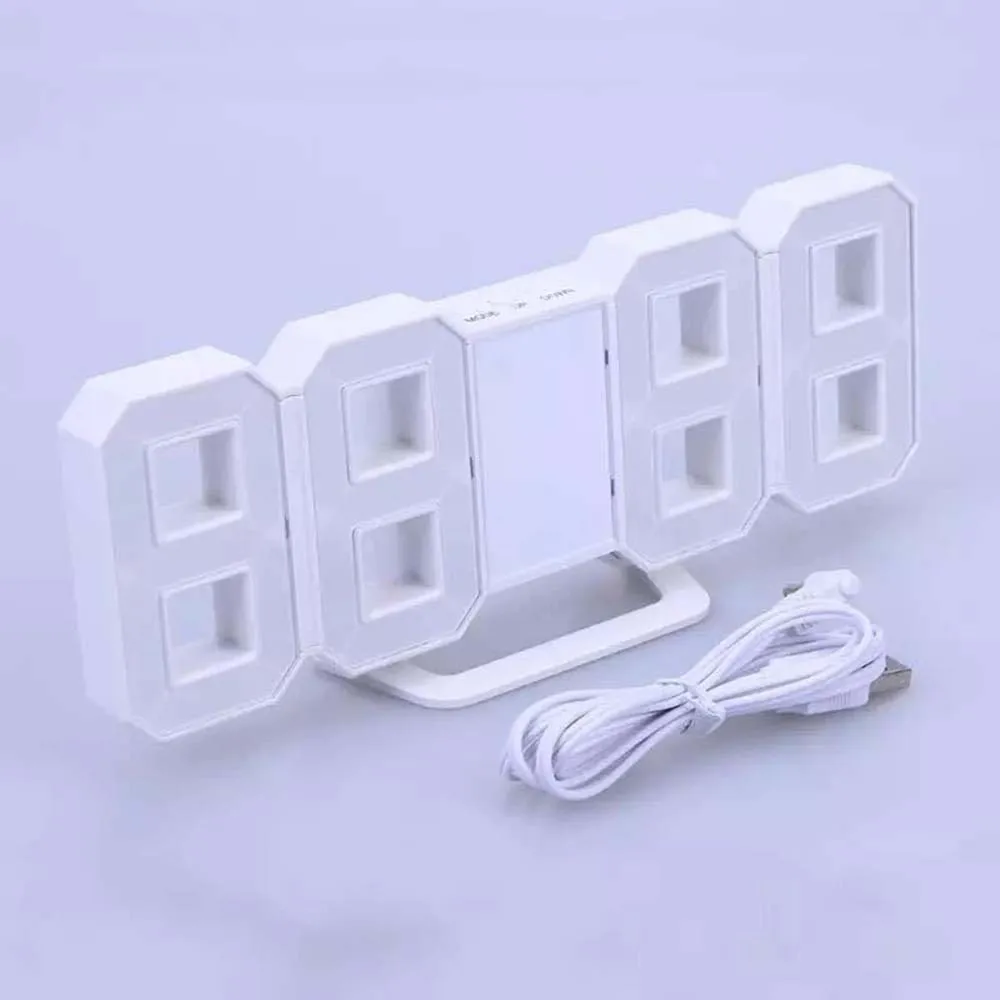 Светодиодные цифровые 3D настенные часы будильник настольные электронные для