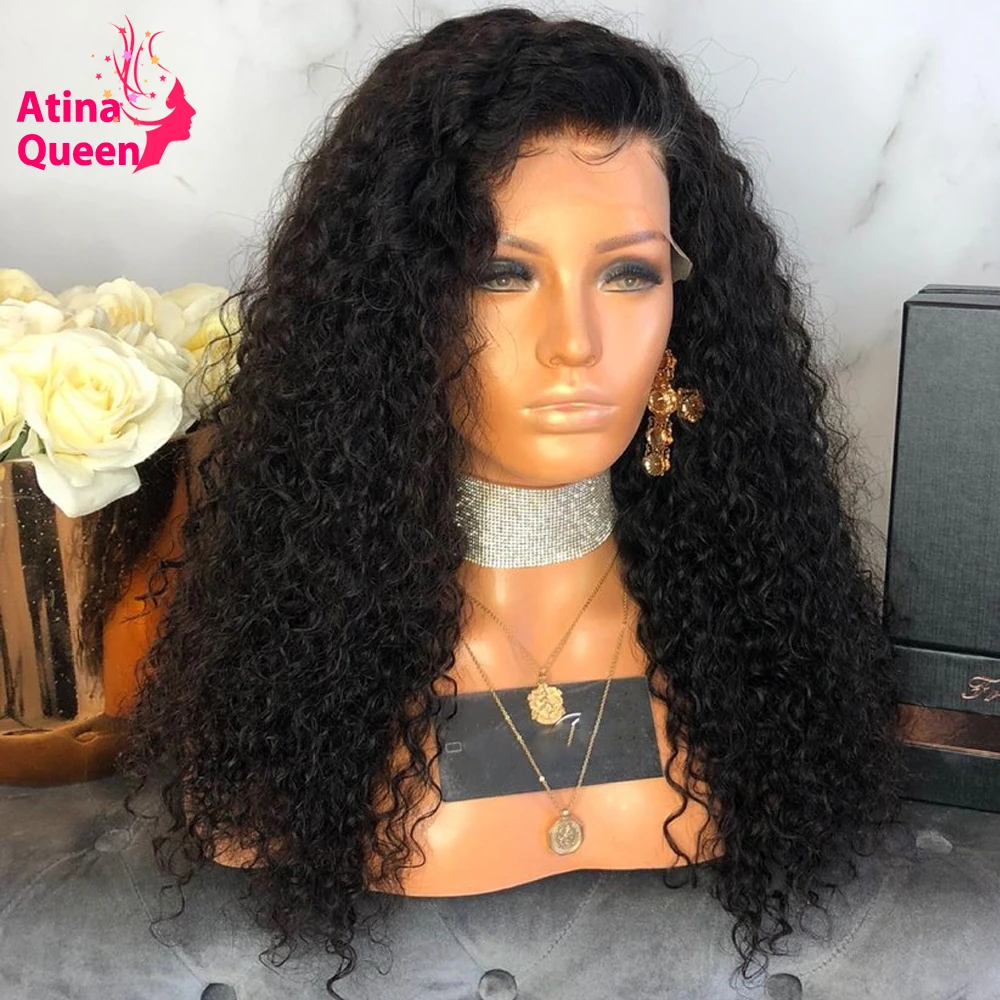 Atina Queen 250 Плотность 13x6 глубокий расставание человеческих волос парики афро